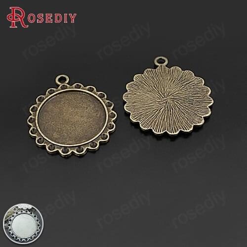 C661)10 pieces Inside size:22mm Antique Bronze Zinc Alloy Round Cameo settings Diy Jewelry Findings Accessories wholesale
