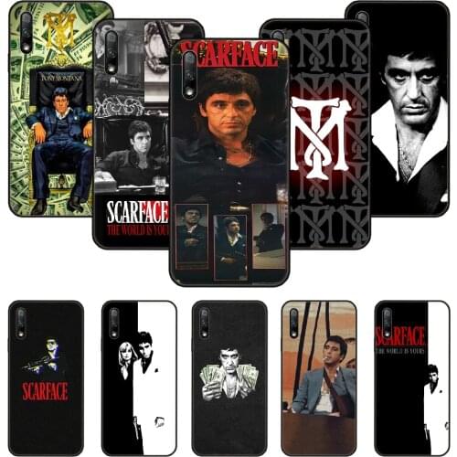 Phone Case For Huawei Honor 9X 10 9 20 8X 8A 8S 7X 7A i A Pro Play Lite Black Cover Shell Silicone Prime Scarface Tony Montana