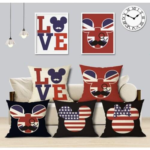 American Flag British Flag NewYork City Printed Customized Cushion Cover Home Decorative Euro Retro Vintage Throw Pillow Case