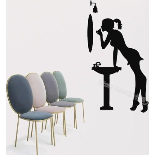 Girl puts makeup in front of the mirror in the bathroom Wall Sticker Fashion Beauty Salon Girls Room Decor Vinyl Decal EA111