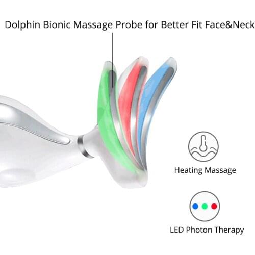 3 Colors Electric Led Facial Neck Massager Lift Wrinkle Removal Vibration PhotonTherapy Heating Massage Double Chin Thin Beauty