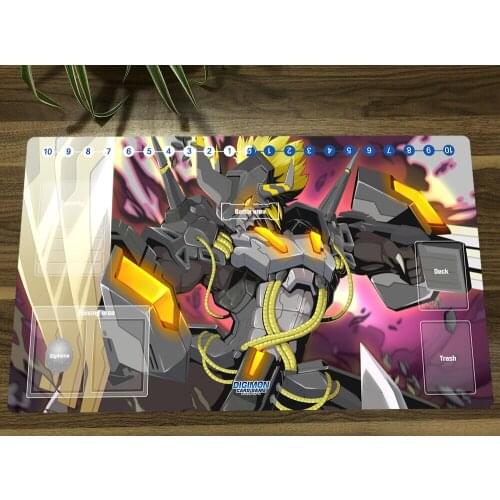 Anime Digimon Adventure Playmat Blackwargreymon DTCG CCG Mat Trading Card Game Mat Mouse Desk Pad TCG Gaming Play Mat & Zones