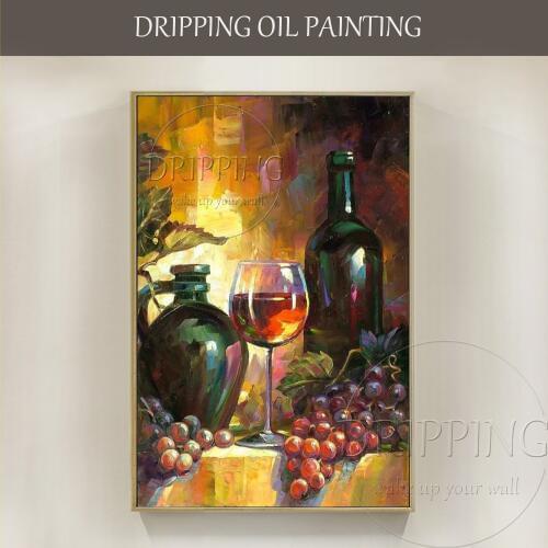 Skilled Artist Handmade High Quality Grape Wine Oil Painting on Canvas Impressionist Grape Wine Oil Painting for Kitchen