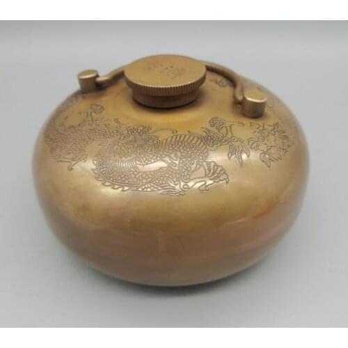 China brass dragon phoenix Warm hand pot crafts statue