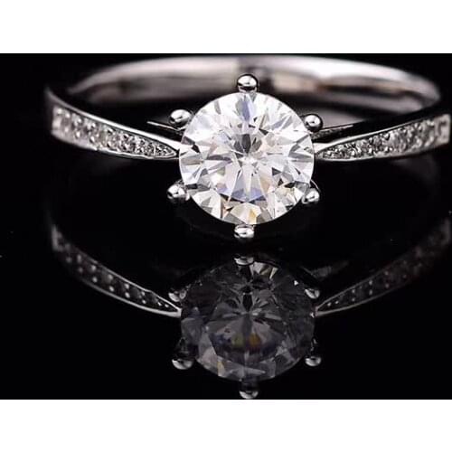 Six Claws Moissanite Rings 0.5ct-3ct Diamond White D Color S925 Sterling Silver White Gold Plated Women Fine Jewelry