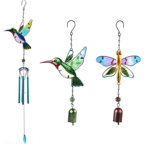 Handmade Humming Bird Wind Chime Wall Window Door Wind Bell Hanging Ornaments Vintage Home Dragonfly Campanula Decoration Crafts