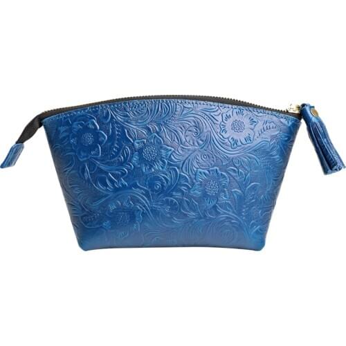 Cowhide Cosmetic Portable Women Makeup Bag Large Capacity Toiletry Bags Travel Wash Pouch Make UP Organizer Storage Case Tote