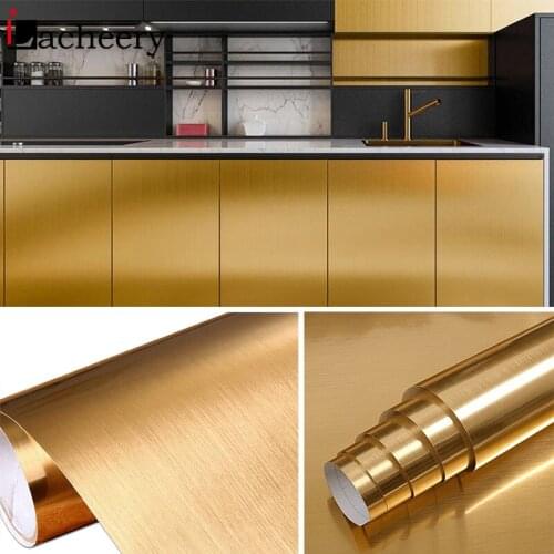 Brushed Metal Contact Paper PVC Vinyl Self Adhesive Wallpaper Rolls Kitchen Appliance Countertop Oil-proof Waterproof Home Decor