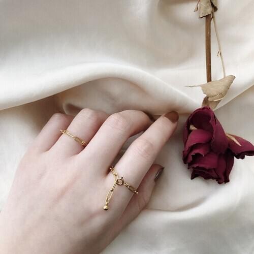 MODAGIRL Minimalist Korean Style Stainless Steel Ring Gold Adjustable Chain Link Ring Female 2020 Trend Fashion Jewellery