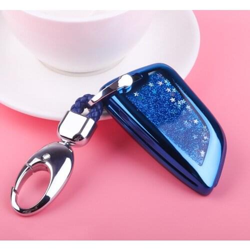 Quicksand Soft TPU Car Styling Key Case Key Cover Shell Protector for BMW X5 F15 X6 F16 G30 7 Series G11 X1 F48 F39 Keyless