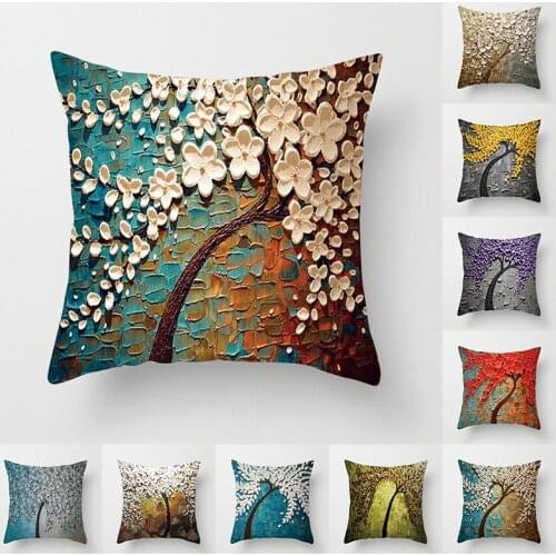 Nordic Style Oil Painting Pillow Case Pillow Cover Cushion Cover Single Side Throw Pillows Home Decor Pillow Covers Decorative