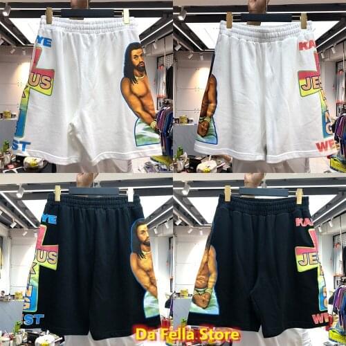 2020 New Jesus is king Shorts Rainbow color font cross JESUS IS KING Shorts Kanye West Casual High Quality Men Women breechcloth