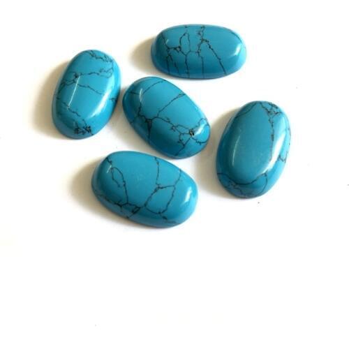 Wholesale Natural Taiwan Turquois e Cabochon Bead 15x25mm Oval Gem Stone Cabochon Ring Face 2Pcs/pack