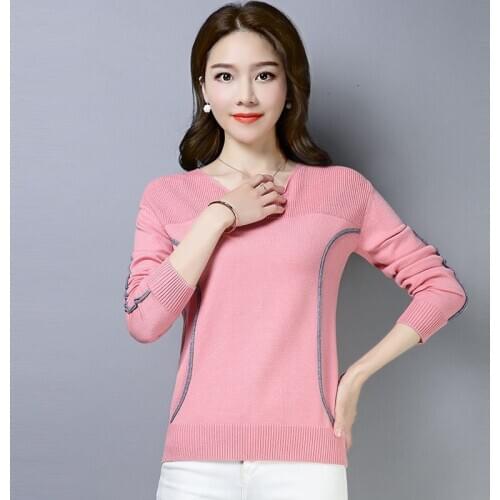 2020 Autumn New Womens Sweater Korean Casual Long-sleeved Jumper Female V-neck Pullover Sweater Ladies Knitwear Coat W2099