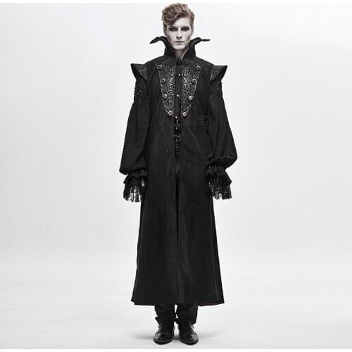Outerwear Male Cosplay Costume Vintage Coat Stand Collar Long Jacket Overcoat Men Jacket Gothic Cappa Cloak Trench Coat