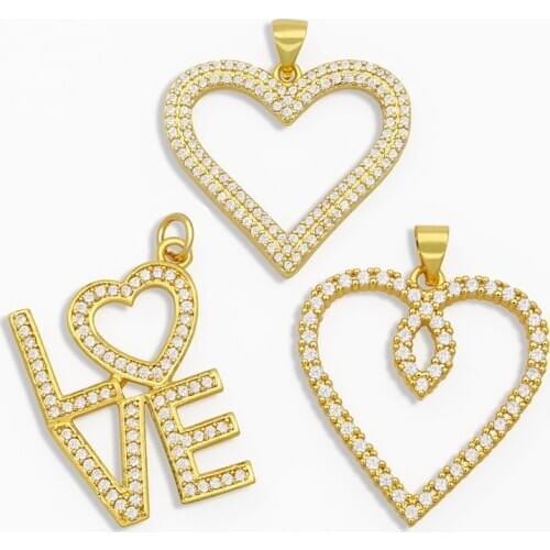 OCESRIO DIY White Stone LOVE Pandent Polished Nacklace Heart Pendant Supplies For Handmade Jewelry Making Accessories pdta1501