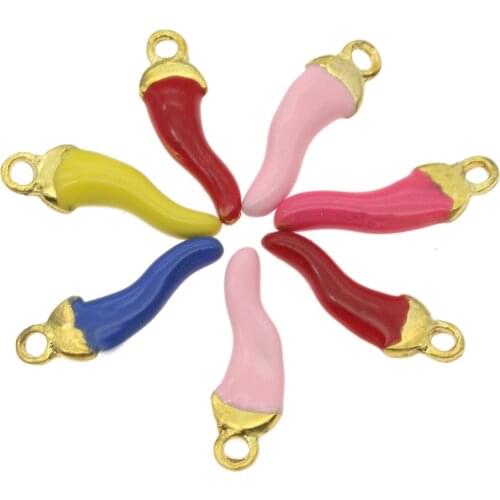 20pcs brass Multi Color drip oil pepper Charms Pendants DIY Handmade Hanging Decoration Findings Jewelry Making Accessories