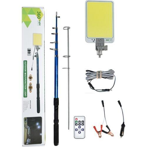 Portable Spotlight 12V recargable LED Camping Tent Light Panel Lamp 4.5m telescopic rod emergency lights for cars Repair