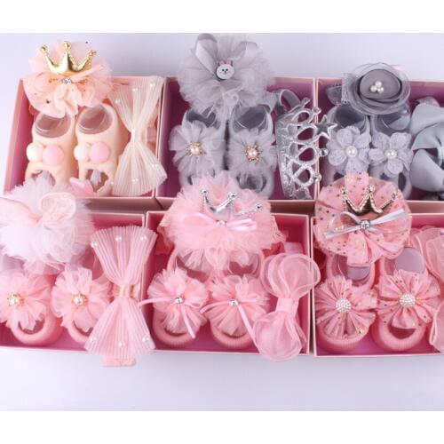 Pudcoco Baby Accessories Socks Kids Newborn Baby Socks Cartoon Anti-slip Sock Shoes Boots Bowknots Floor Slipper Socks 3Pcs Set