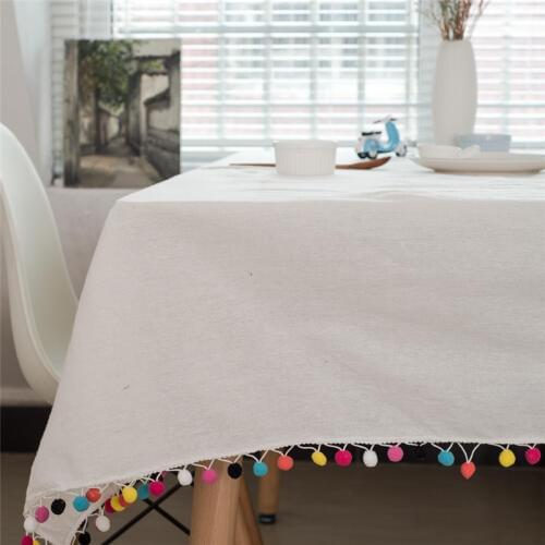 Simple Linen Tablecloth Wedding Decoration Stripe Table Cloth Rectangular Pure Color Table Cover Home Decoration