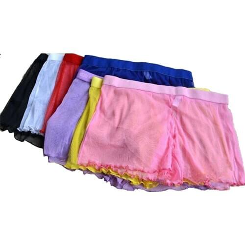 Brand transparent mens sexy boxer underwear male loose gauze lace boxer short panties ZJH033P