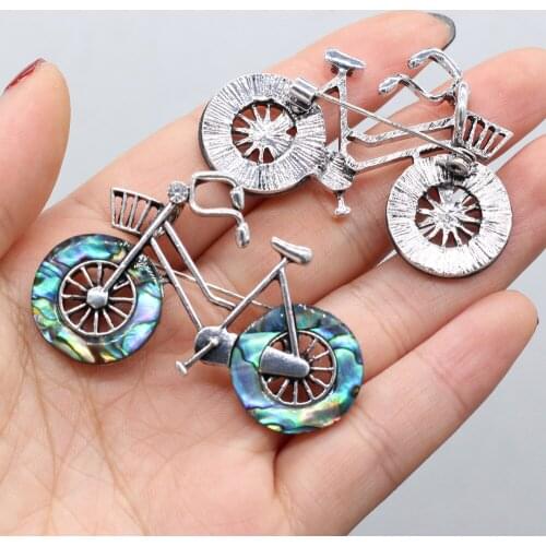 Charm 100% Natural Stone Abalone White Shell Bicycle Shape Shell for Jewelry Making DIY Accessories Fit Necklace Earrings Gift