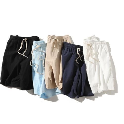 Cotton Linen Mens Shorts Casual Harajuku Bermuda Shorts Solid Color 2020 Summer High Quality Shorts Mens Large Size M-5XL