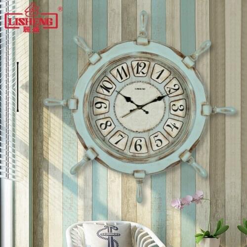 Mediterranean Rudder Wall Clock Modern Silent Living Room Wall Hanging Clock Personality Creative Childrens Room Wall Clocks