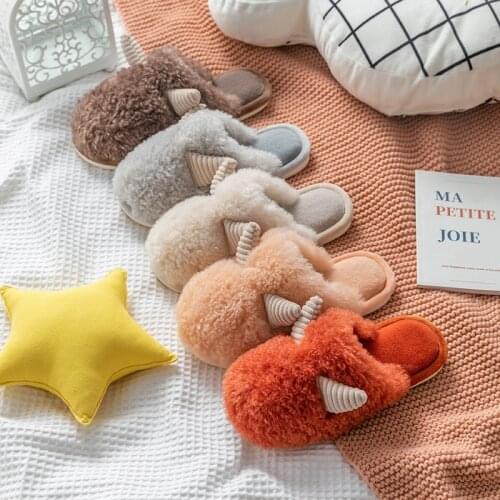 Autumn Winter Cotton Slippers Cute Cartoon Home Warm Thick Bottom Indoor Cotton Shoes Womens Slippers Cute Fluffy Slippers