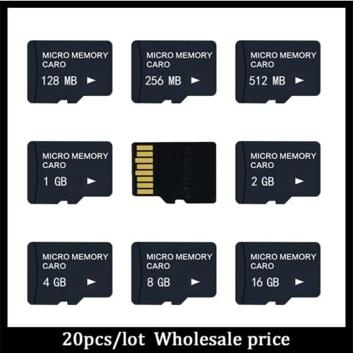 20pcs/lot TF Flash Card 64MB 128MB 256MB 512MB small capacity 1G 2G 4G 8G 16G Trans flash Card high quality Micro Memory Card