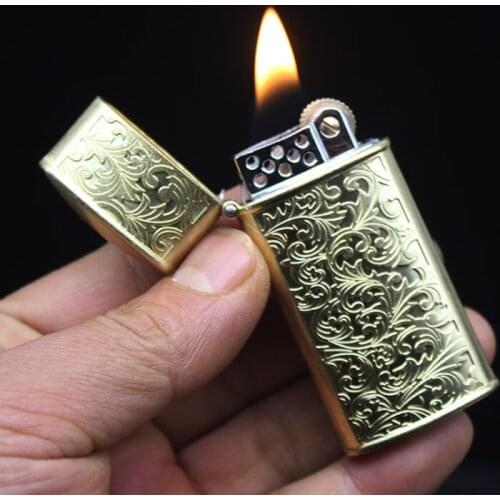 Vintage Flint Kerosene Lighters Flame Retro Metal Grinding Wheel Petrol Old Trenches Cigarette Lighter Smoker Gadgets