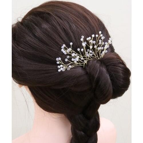 Vintage Crystal Bridal Hair Pins Silver Gold Handmade Hair Jewelry Party Chic Headpieces Wedding Hair Accessories for Women