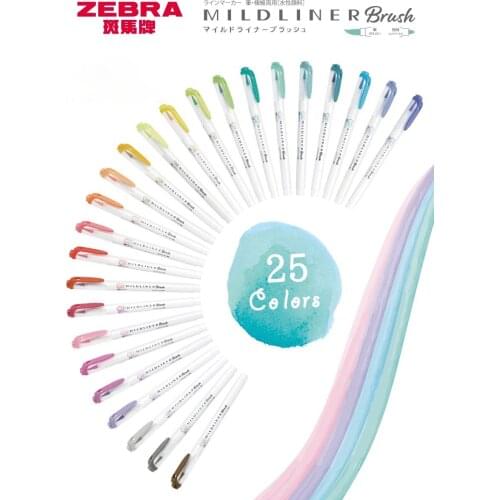 Japan ZEBRA Zebra WFT8 brush double-headed highlighter color soft brush thickness dual-use 25 colors