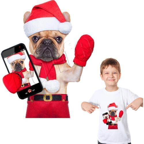 Iron Patches For Clothing Christmas Dogs Print On T-Shirt New Design Clothes Decoration Diy Accessory Washable Sticker Patches