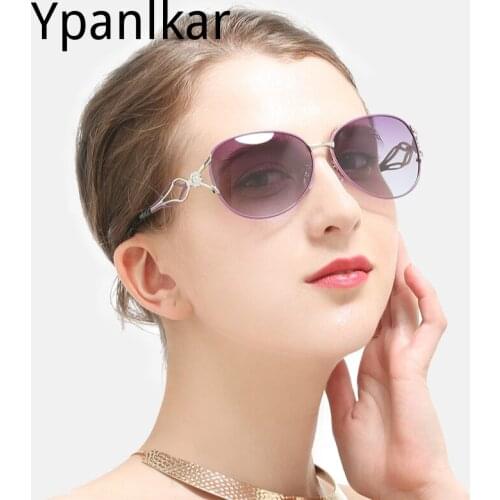 Womens Sunglasses Elegant Wild Diamond Diamond Metal Driving Sunglasses Fashion Polarized Glasses Female