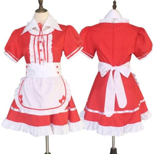 Womens Maid Costume Anime Cosplay Lolita Fancy Dress Stockings Headwear