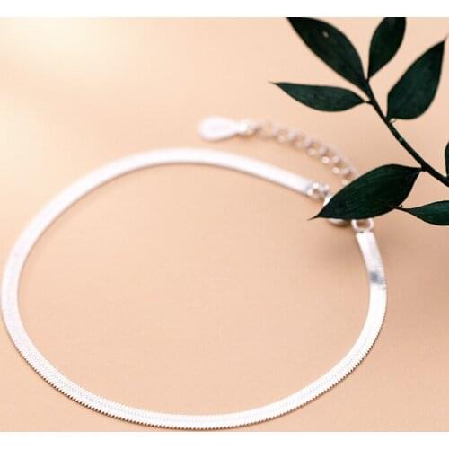 2.5mm Authentic 925 Sterling silver Gold Flat Snakebone Chain Bracelet adjust Womens TLS404