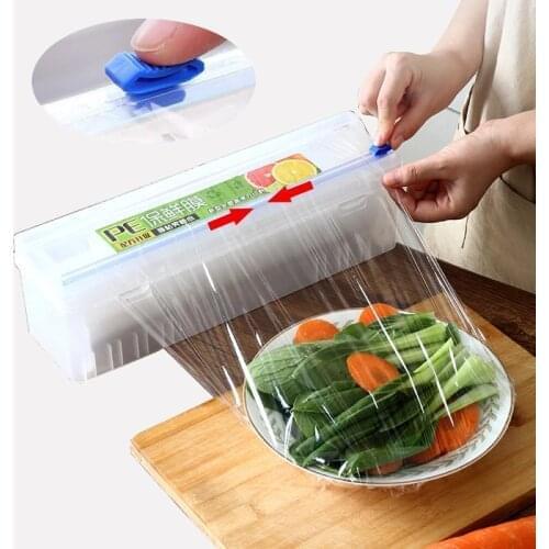 1pcs Home Food Wrap Dispenser Cutter Foil Cling Film Wrap Dispenser Plastic Sharp Cutter Storage Holder Kitchen Tools Supplies