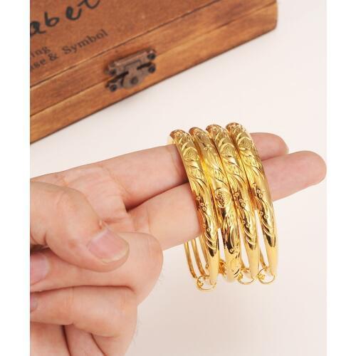 12pcs dubai gold Bangle women girls Gold Color Ethiopian Bracelet Africa Arab Jewelry anklet wedding partyGift