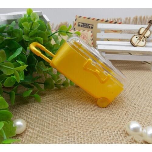 12Pieces Small Size Luggage Candy Boxes Mini Travel Suitcase Shape Candy Box Favor Sugar Containers Plastic Gift Bags Cases Dec