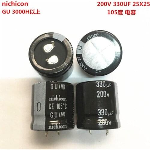 2PCS/10PCS 330uf 200v Nichicon GU 25x25mm 200V330uF Snap-in PSU Capacitor