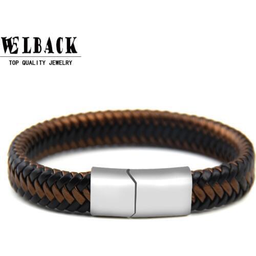2020 New Brand Punk Rock Style Trengy Jewelry Magnet Handmade Ladies Leather Bracelet Mens Accessories Couple Gift