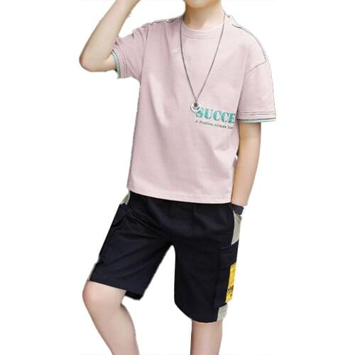 2021 Summer Children Boys Clothing Sets Cotton Teenager Kids Casual Tracksuit Outfits Boys Short Sleeves T-shirt And Shorts Set