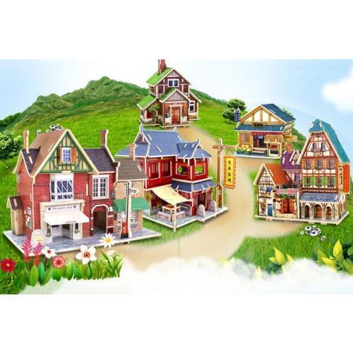 3D Wooden Puzzle World Architecture Model Building Kits Assembling Toy for Children Adults