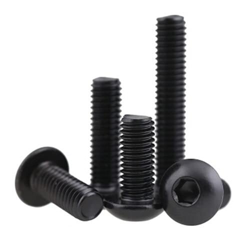 4Pcs M4x(6mm-25mm Length) Left twist Screws Allen Round Head Hexagon Anti-thread Bolts Black
