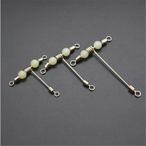 5pcs 3 Way Luminous T-shape Cross-line Rolling Swivel with Pearl Beads Fishing Swivels Fishhooks Fishing Connector