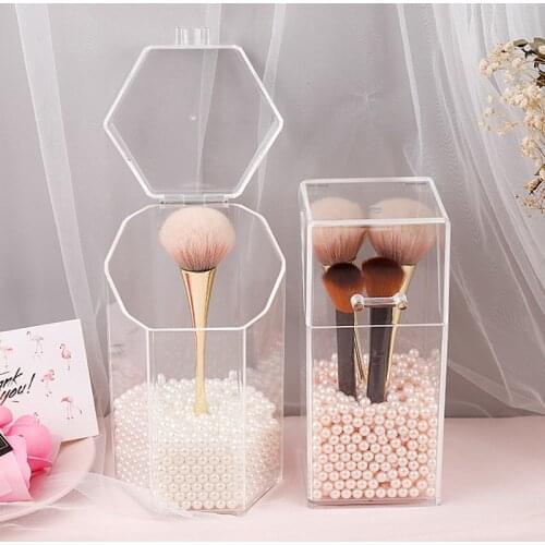 Acrylic Makeup Organizer Cotton Swabs Qtip Container Cosmetic Makeup Cotton Pad Organizer Jewelry Storage Box(Empty Box)