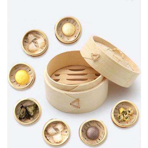 Bamboo Steamer Baskets Eco-friendly Chinese Style Primary Color Natural Handmade Steam Basket Sturdy Steamer Basket for Home