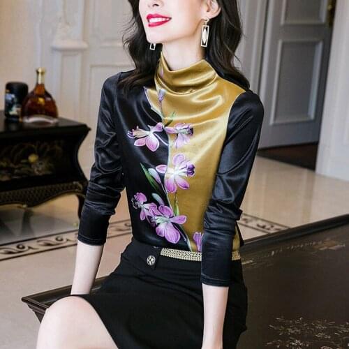 Blouse Women Pleuche Top Womens Clothing 2020 Spring and Autumn Printed Turtleneck Blusas Ropa De Mujer