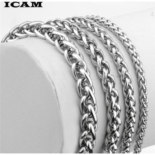 ICAM Mens Bracelet & Bangle 2018 Christmas Gift Stainless Steel Bracelet Silver Color Link Wheat Double Chain Jewelry Dropship